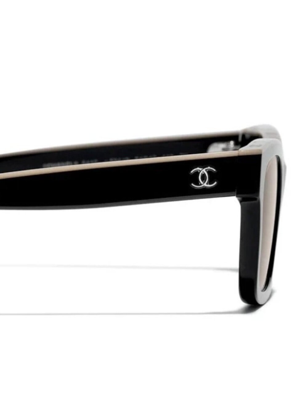 Chanel CH5417 50 Black Beige Square Sunglasses Gray Lens 54-22-140 - Picture 7 of 7